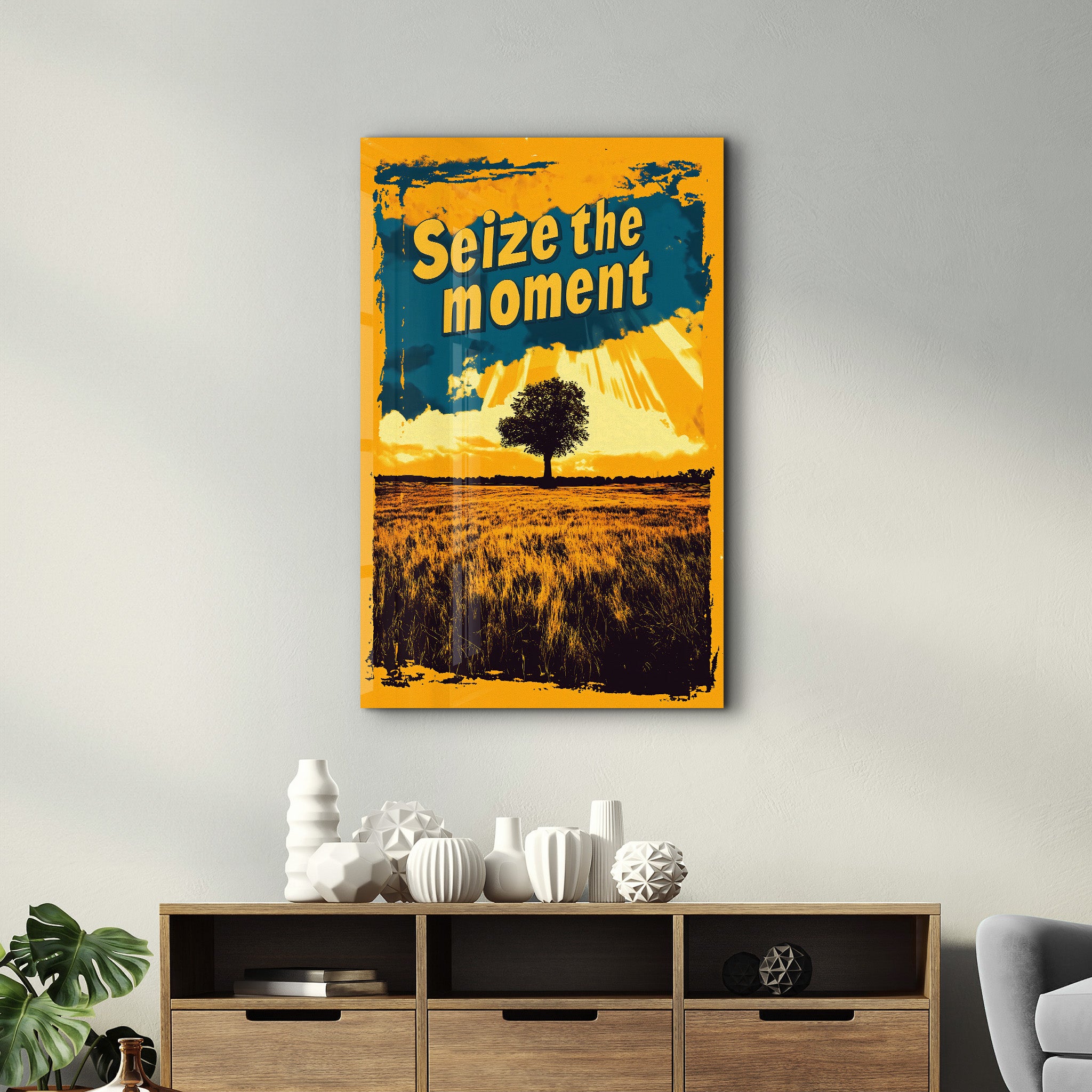 Seize the Moment - Motivational Glass Wall Art