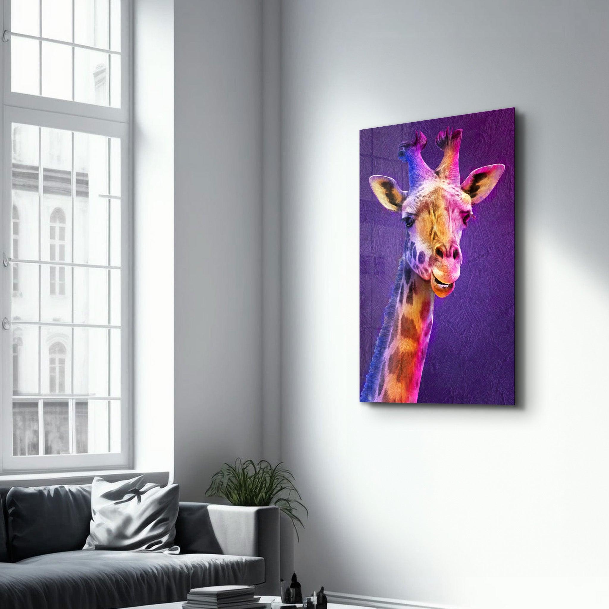 Purple Giraffe | Glass Wall Art - ArtDesigna Glass Printing Wall Art