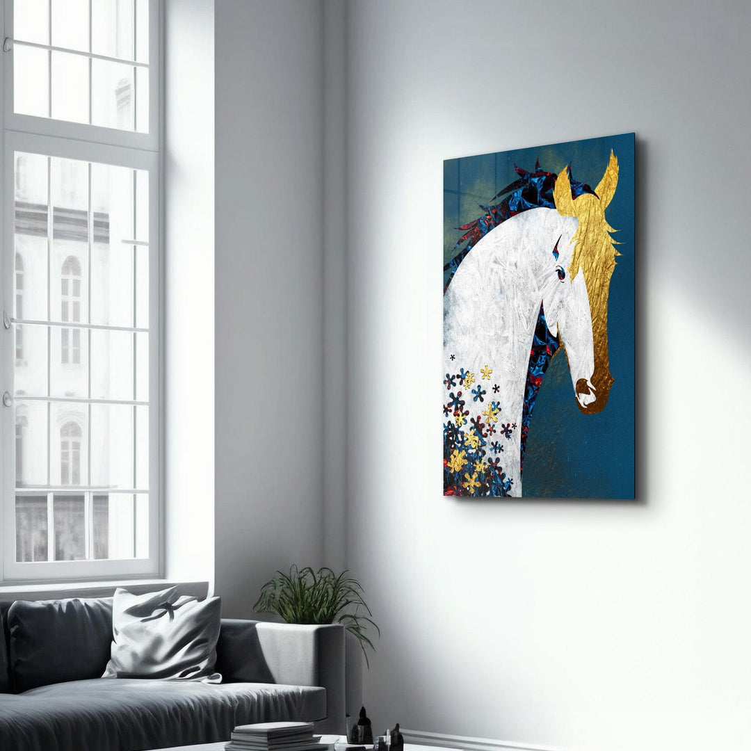 ・"Abstract Puzzle Horse"・Glass Wall Art - ArtDesigna Glass Printing Wall Art