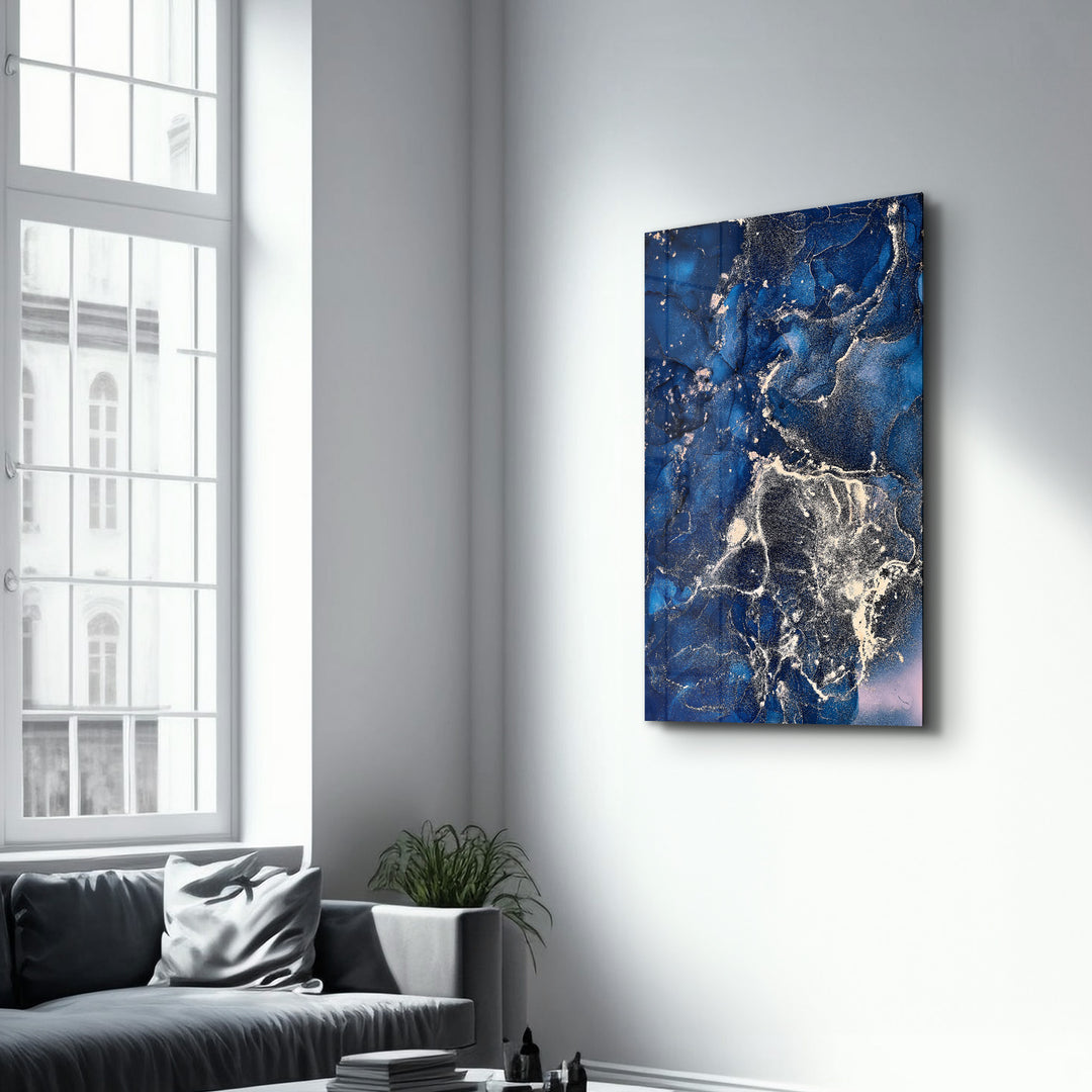 ・"Dark Blue Wave Pattern"・Glass Wall Art - ArtDesigna Glass Printing Wall Art