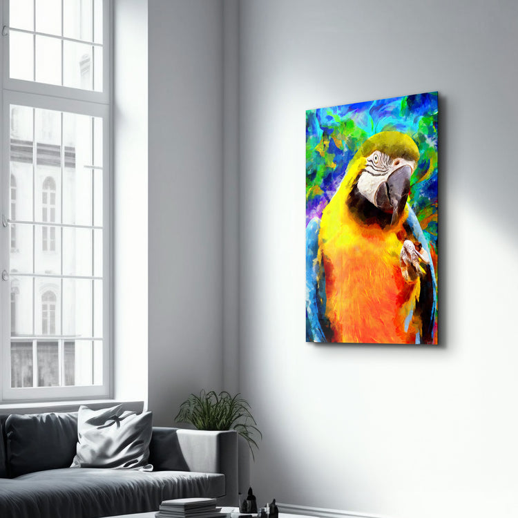 ・"Colorful Parrot"・Glass Wall Art - ArtDesigna Glass Printing Wall Art