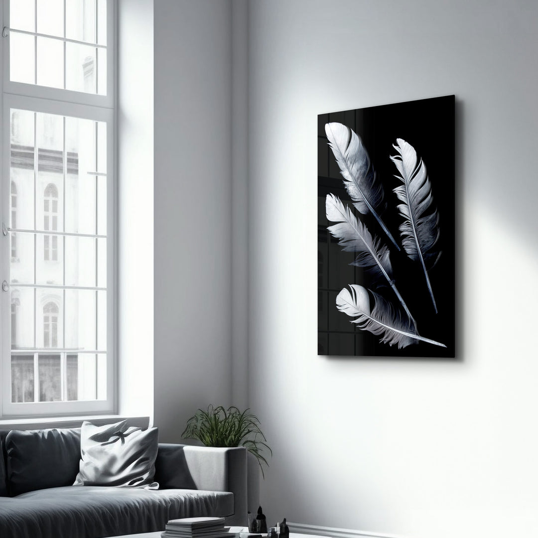 ・"White Feathers"・Glass Wall Art - ArtDesigna Glass Printing Wall Art