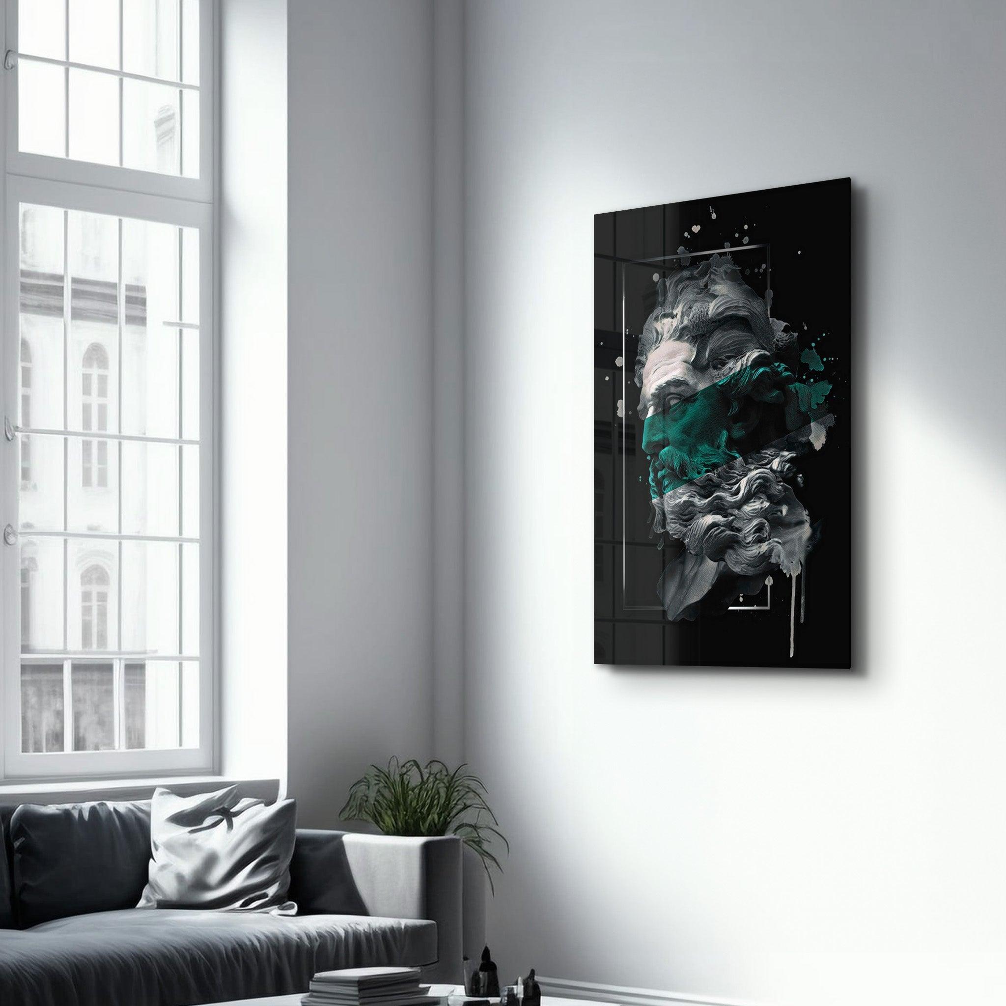 Abstract Green Poseidon | Glass Wall Art - ArtDesigna Glass Printing Wall Art