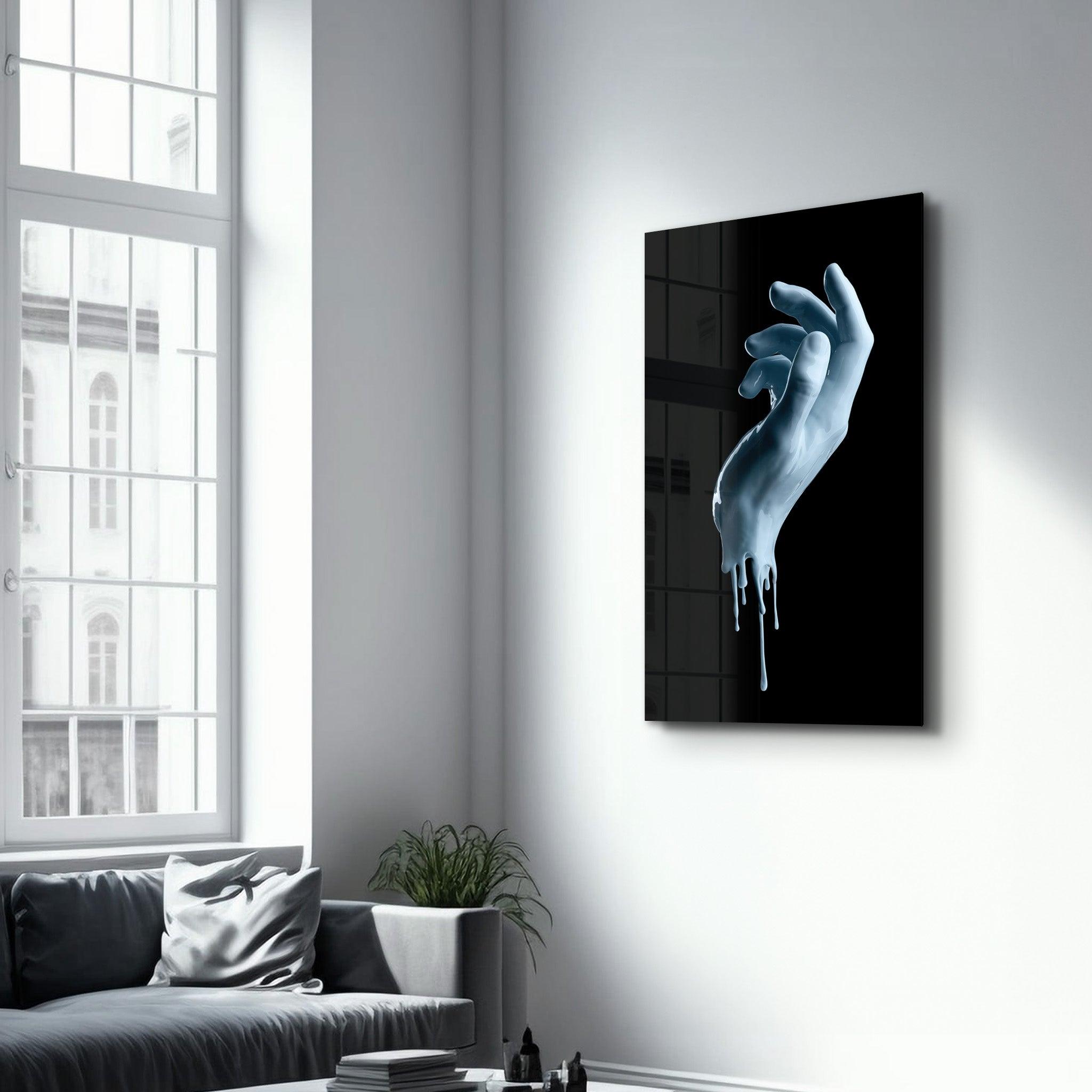 Blue Hand | Glass Wall Art - ArtDesigna Glass Printing Wall Art