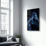 The Woman In Dark Blue | Glass Wall Art - ArtDesigna Glass Printing Wall Art