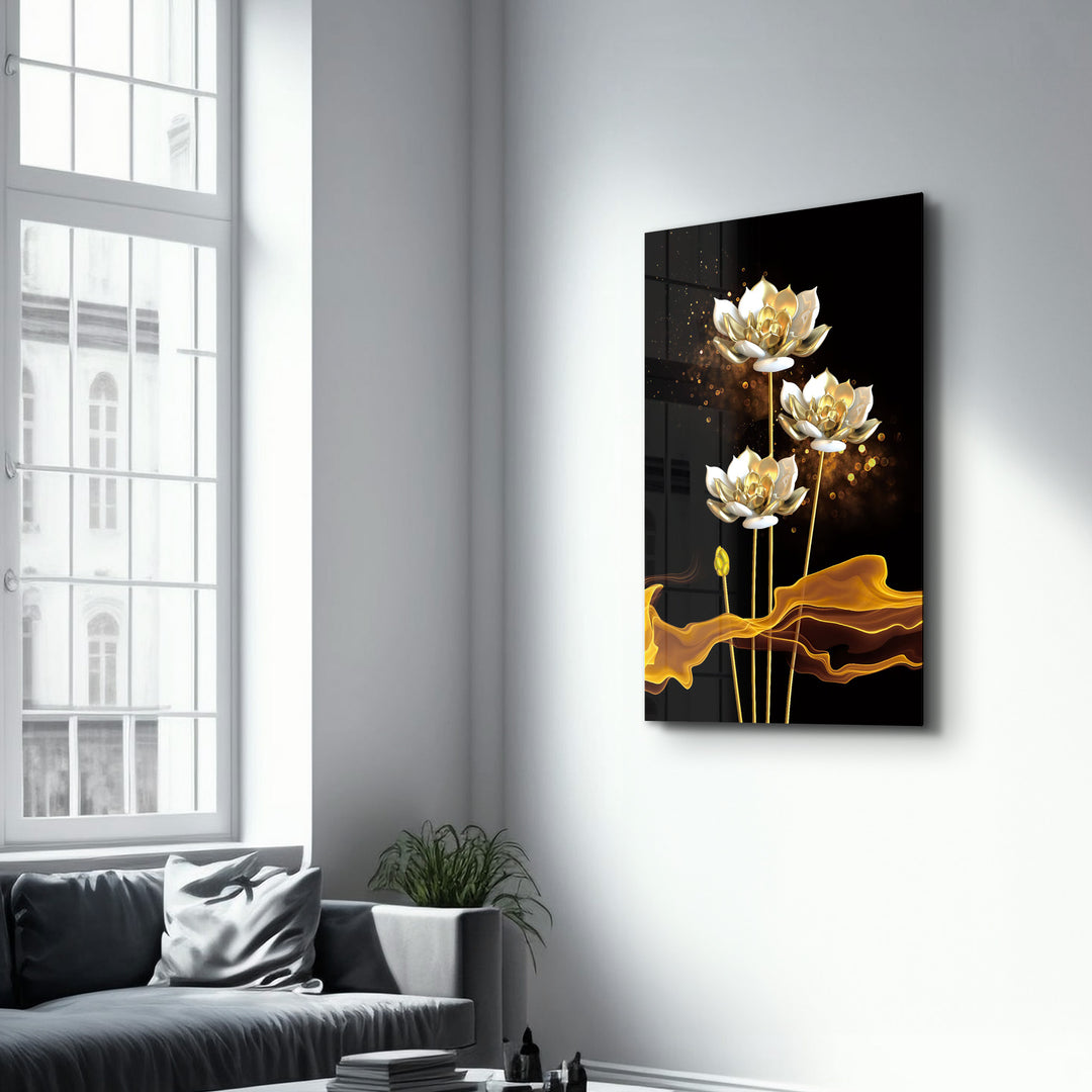 ・"The Golden Leaf Plant"・Glass Wall Art - ArtDesigna Glass Printing Wall Art