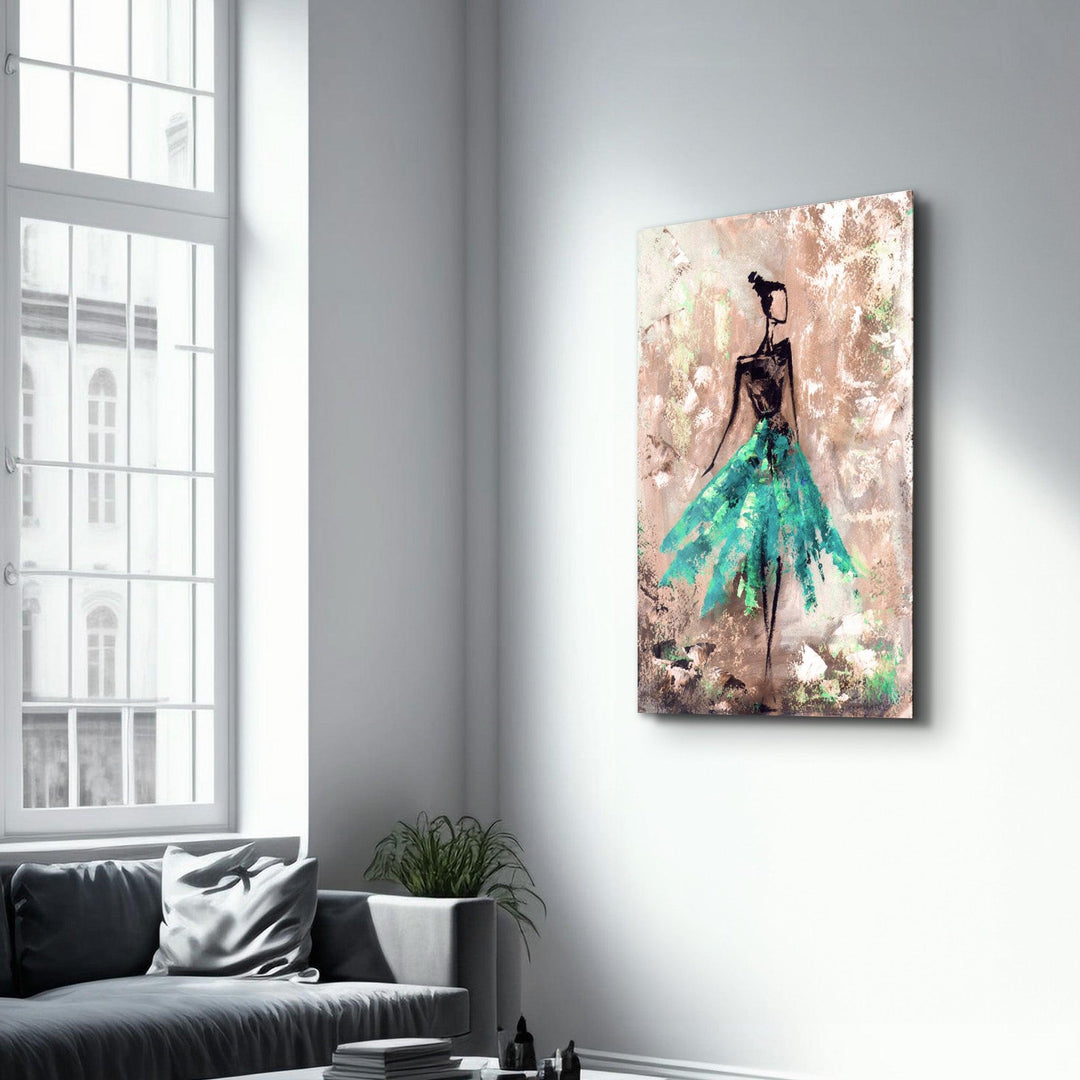 ・"Ballerina (Green)"・Glass Wall Art - ArtDesigna Glass Printing Wall Art