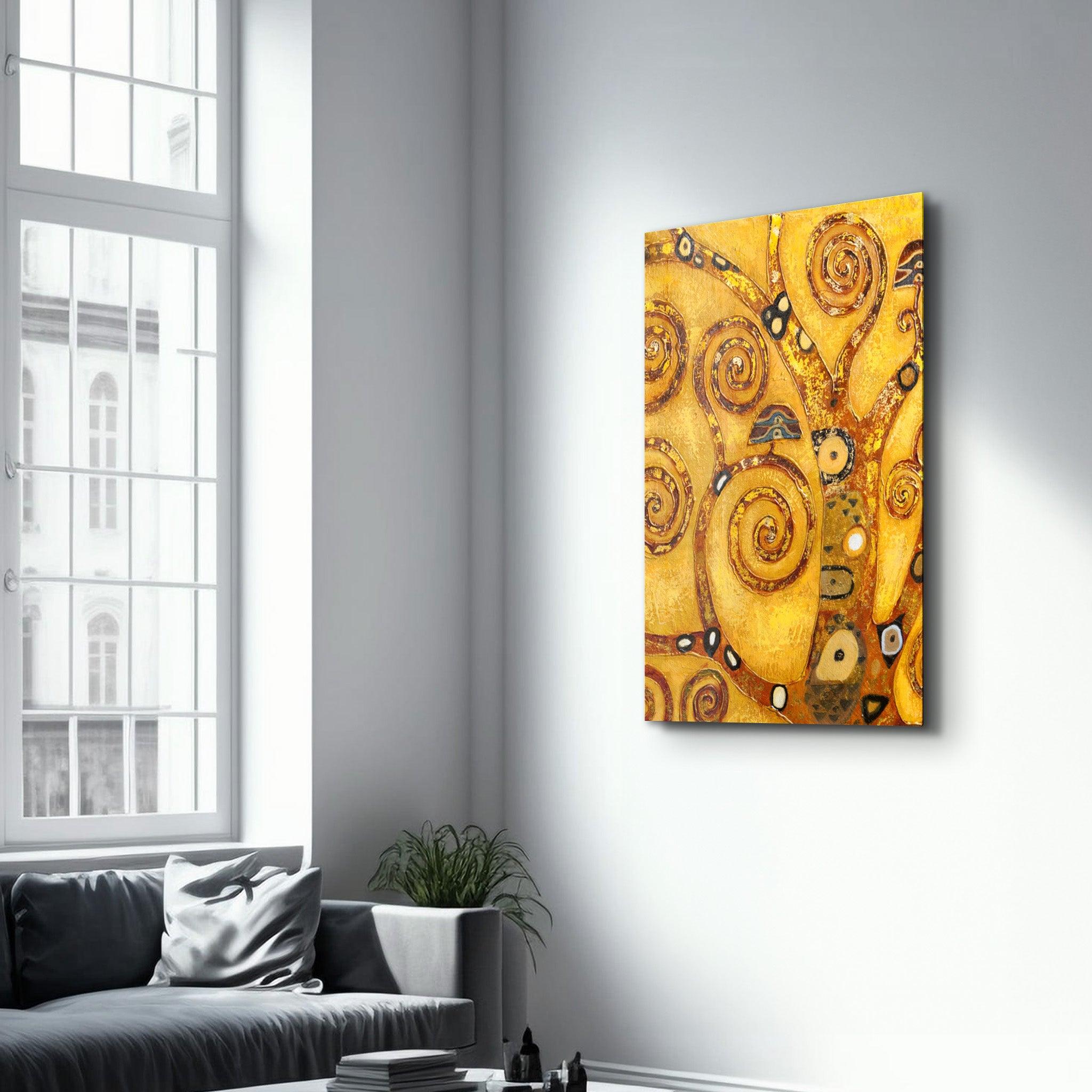 Abstract Golden Tree | Glass Wall Art - ArtDesigna Glass Printing Wall Art