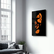 Mysterious Orange Face | Glass Wall Art - ArtDesigna Glass Printing Wall Art