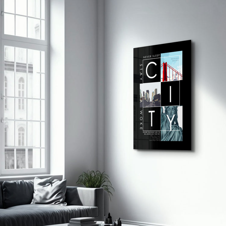 ・"City - Never Sleep"・Glass Wall Art - ArtDesigna Glass Printing Wall Art