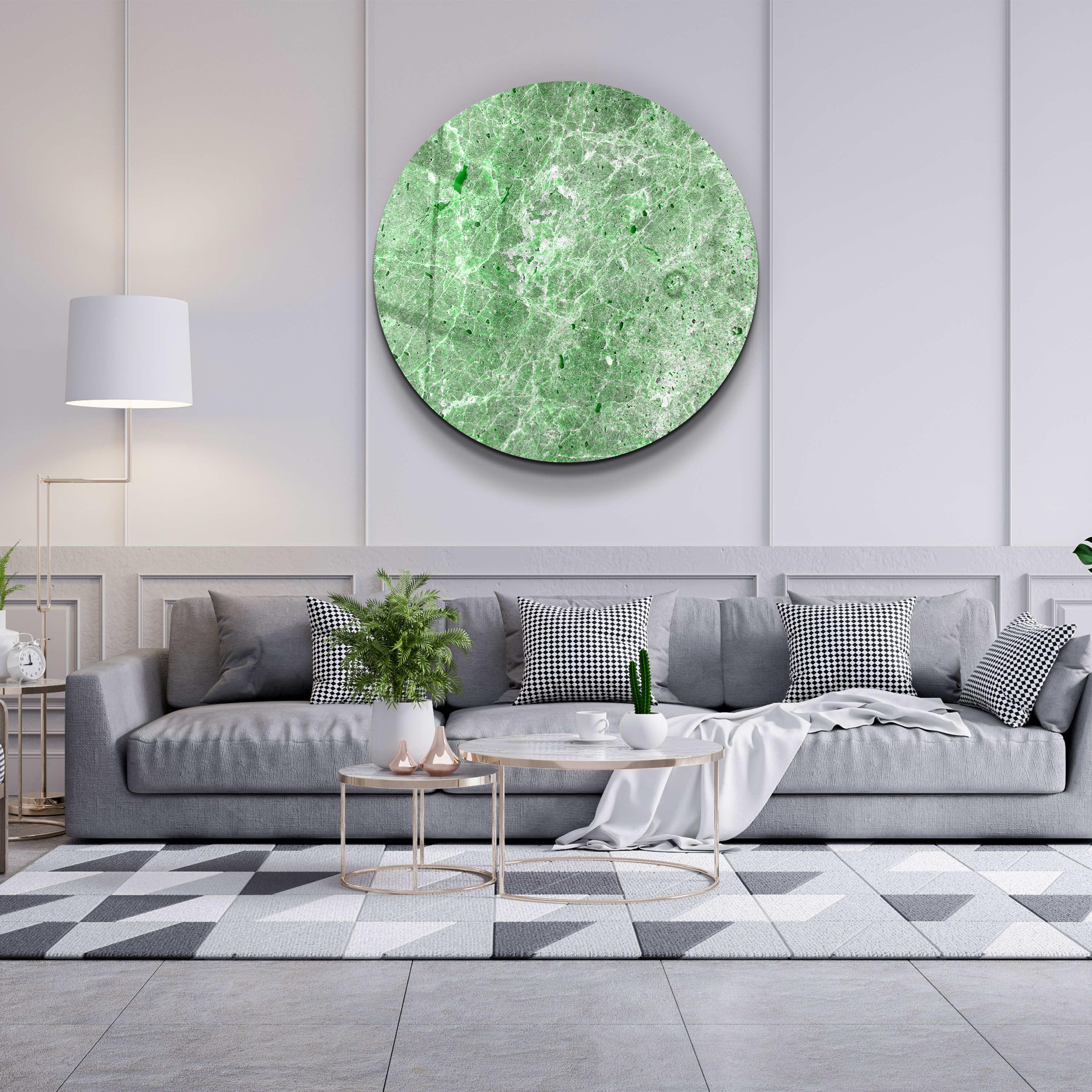 ・"Marble Stone - Green"・Rounded Glass Wall Art - ArtDesigna Glass Printing Wall Art