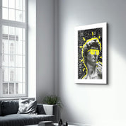 Statue Pop Art Yellow | Designer's Collection Glass Wall Art - ArtDesigna Glass Printing Wall Art