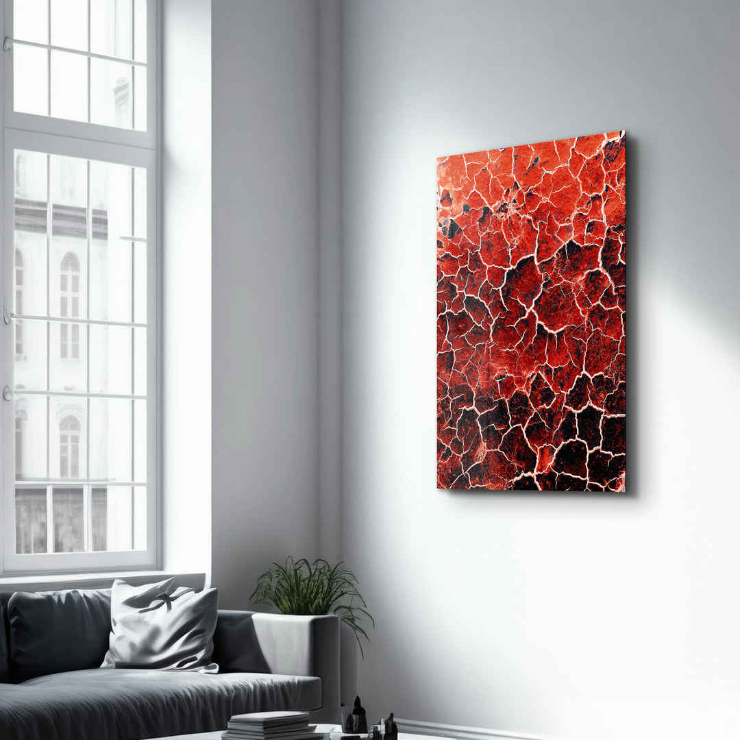・"Red Crack"・Designer's Collection Glass Wall Art - ArtDesigna Glass Printing Wall Art