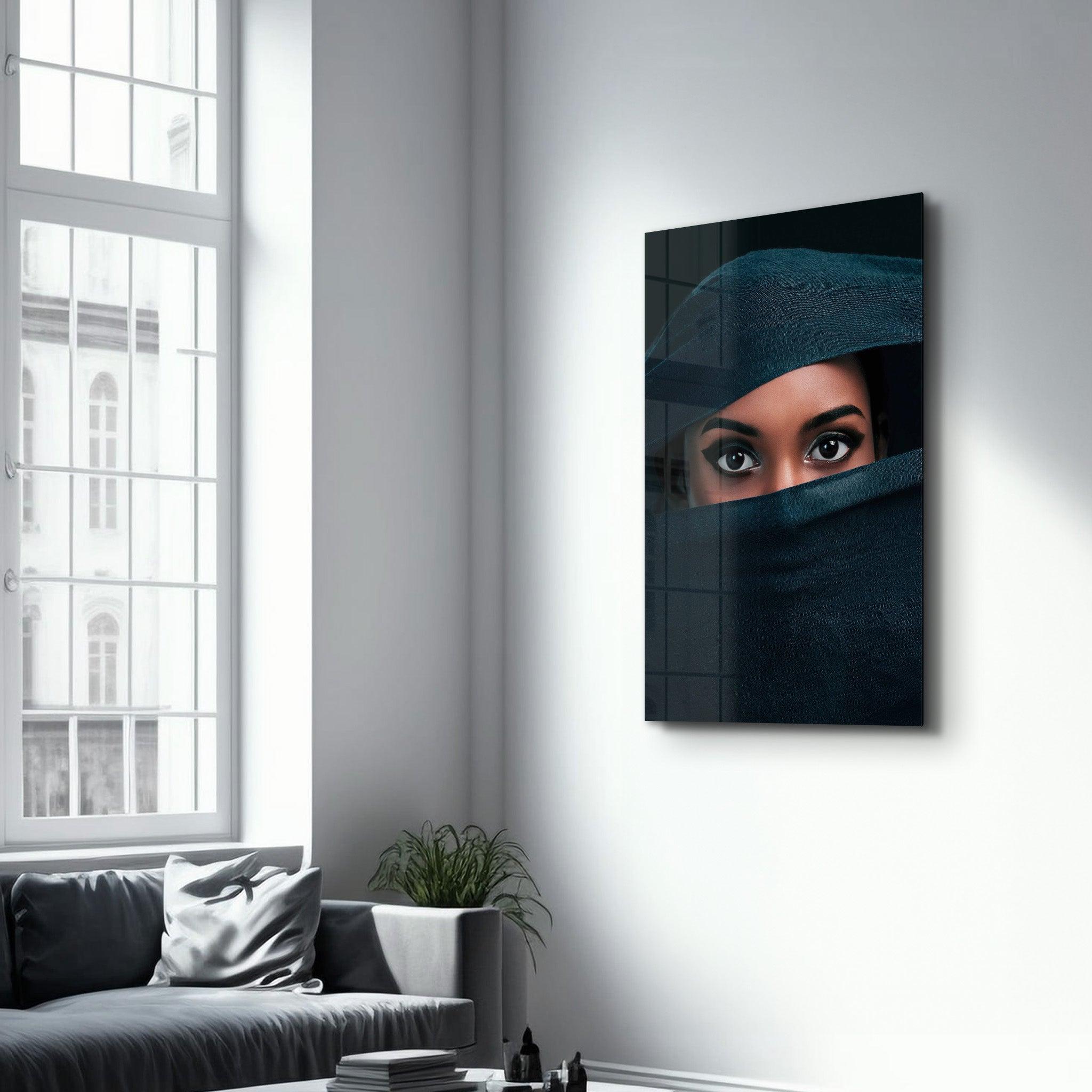 Eyes Under Cover | Designer's Collection Glass Wall Art - ArtDesigna Glass Printing Wall Art