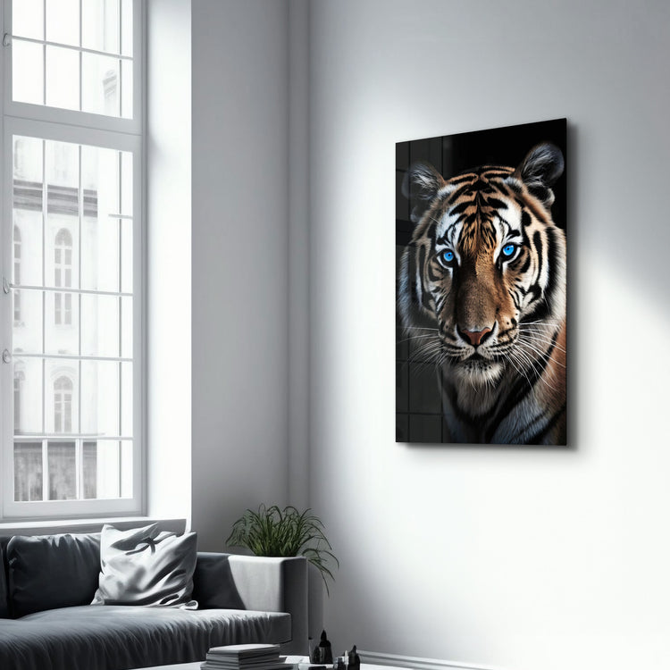 ・"Blue Eyes - Tiger"・Designers Collection Glass Wall Art - ArtDesigna Glass Printing Wall Art