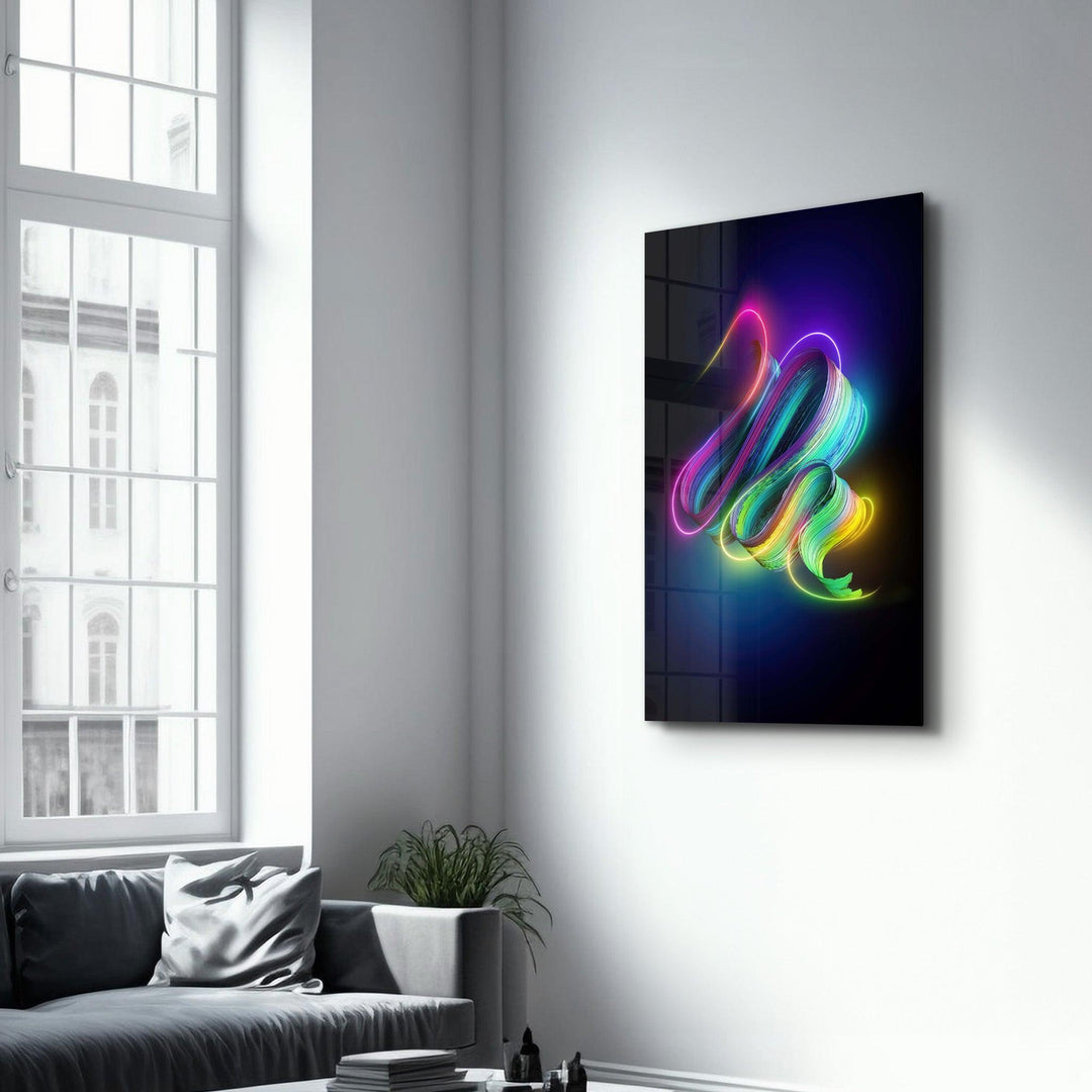 ・"Neon Brush Strokes"・Glass Wall Art - ArtDesigna Glass Printing Wall Art