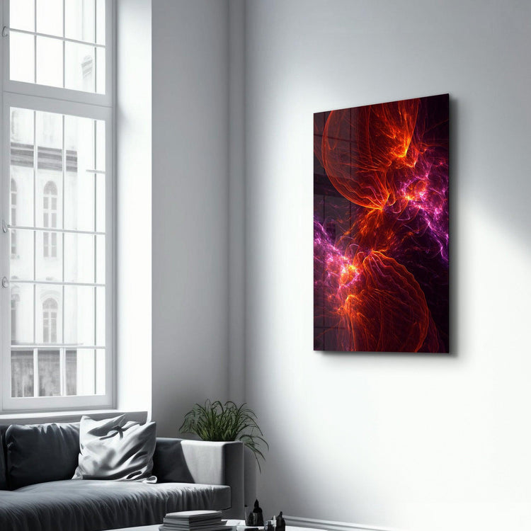・"Purple & Red Flames 2 "・Glass Wall Art - ArtDesigna Glass Printing Wall Art