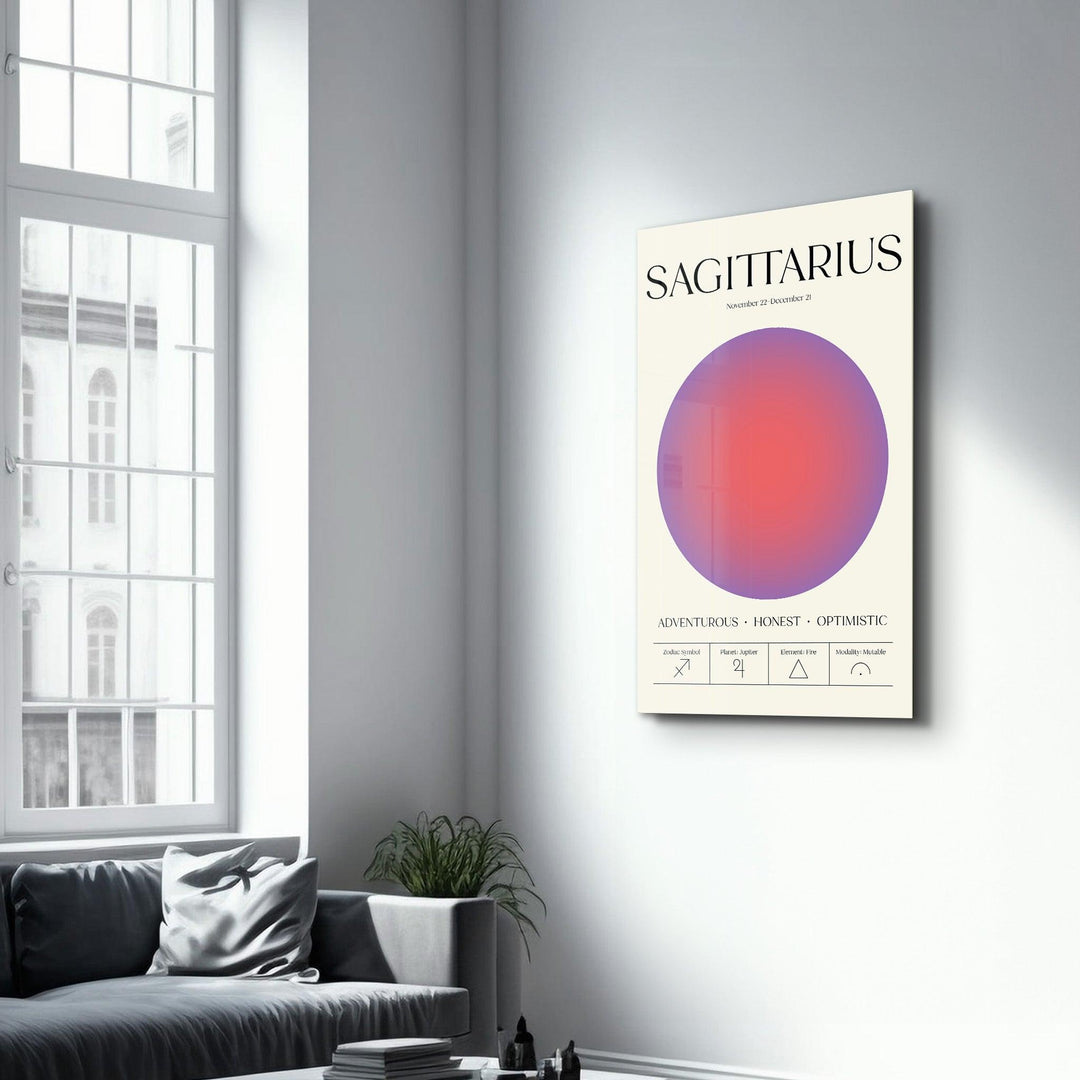 ."Sagittarius - Aura Collection". Zodiac Glass Wall Art - ArtDesigna Glass Printing Wall Art