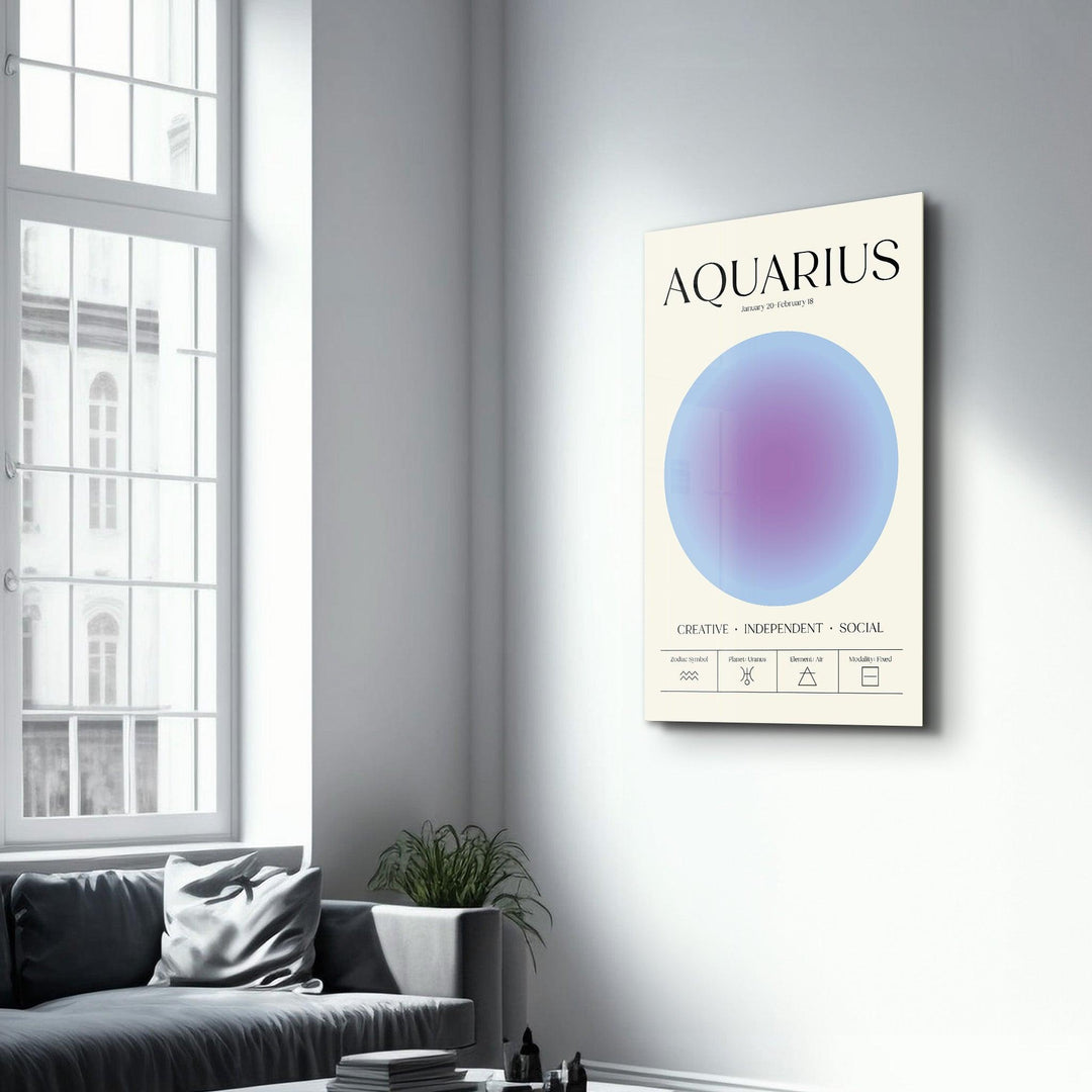 Aquarius - Aura Collection | Zodiac Glass Wall Art