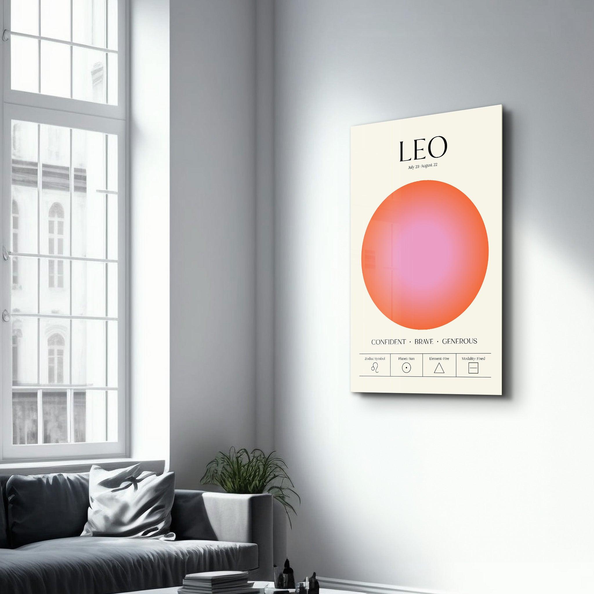 Leo - Aura Collection | Zodiac Glass Wall Art - ArtDesigna Glass Printing Wall Art