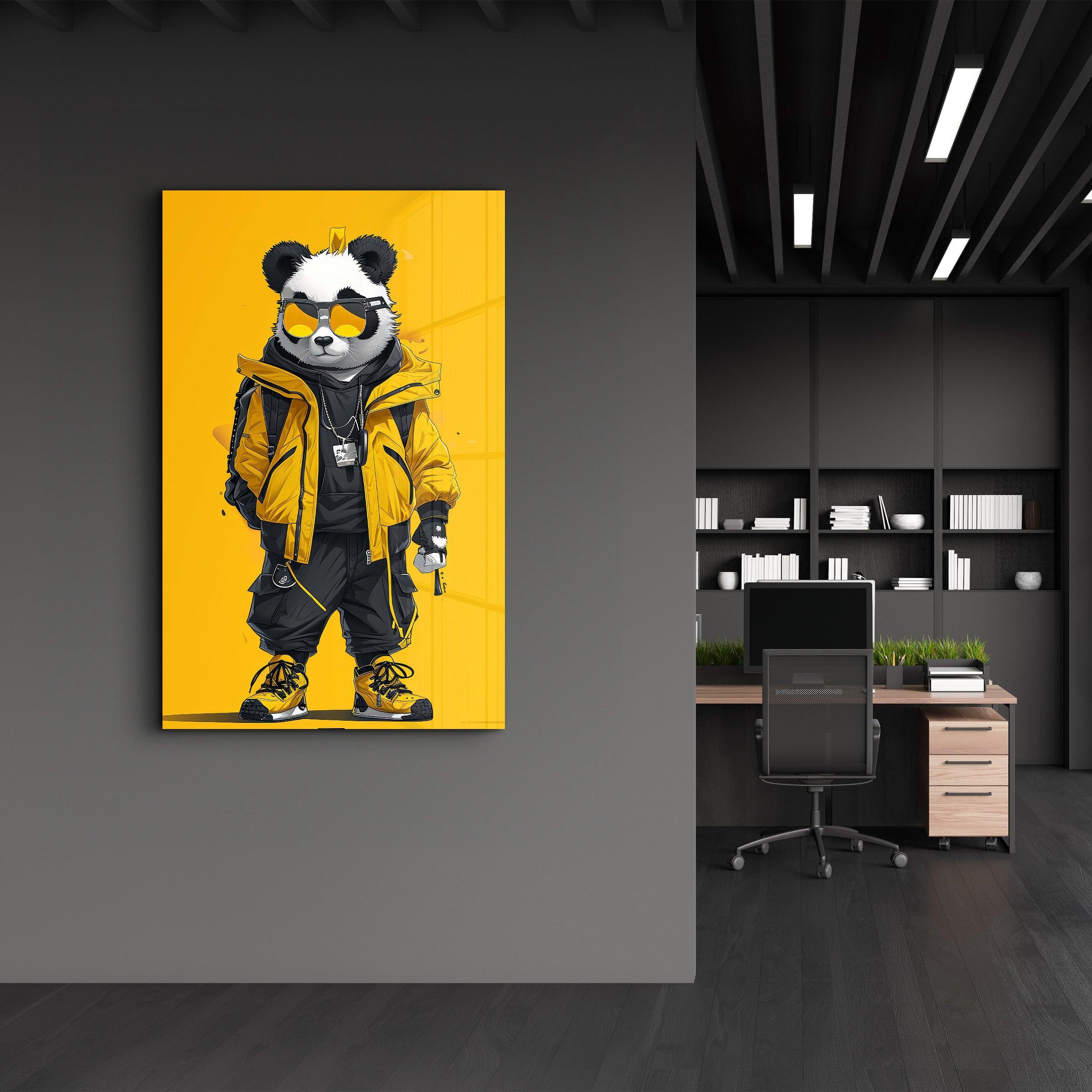 Stylish Panda - Glass Wall Art - ArtDesigna Glass Printing Wall Art