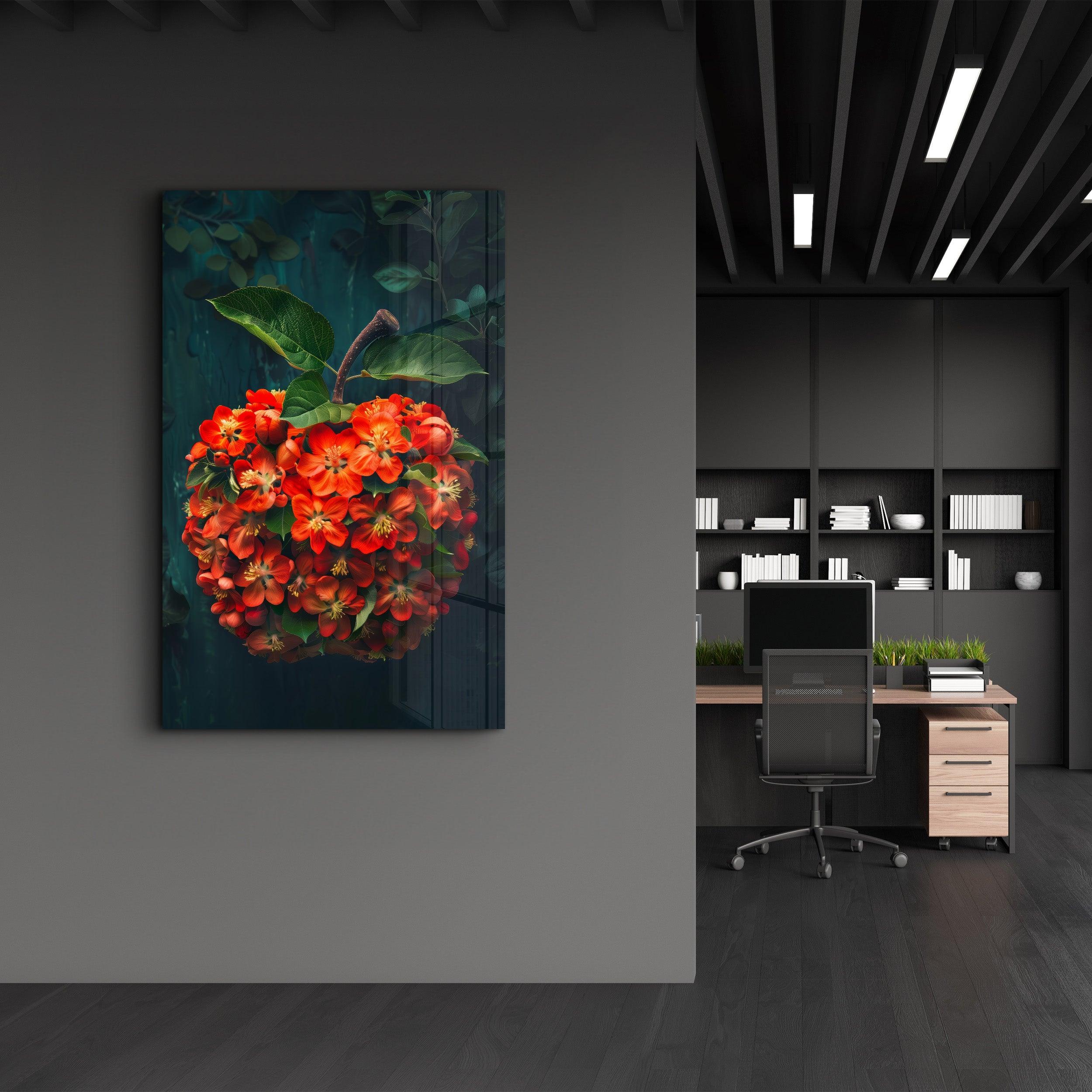 Apple Flowers - Contemporary Glass Wall Art - ArtDesigna Glass Printing Wall Art
