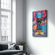 Kaws Colorful Fan Art Collection | Glass Wall Art - ArtDesigna Glass Printing Wall Art