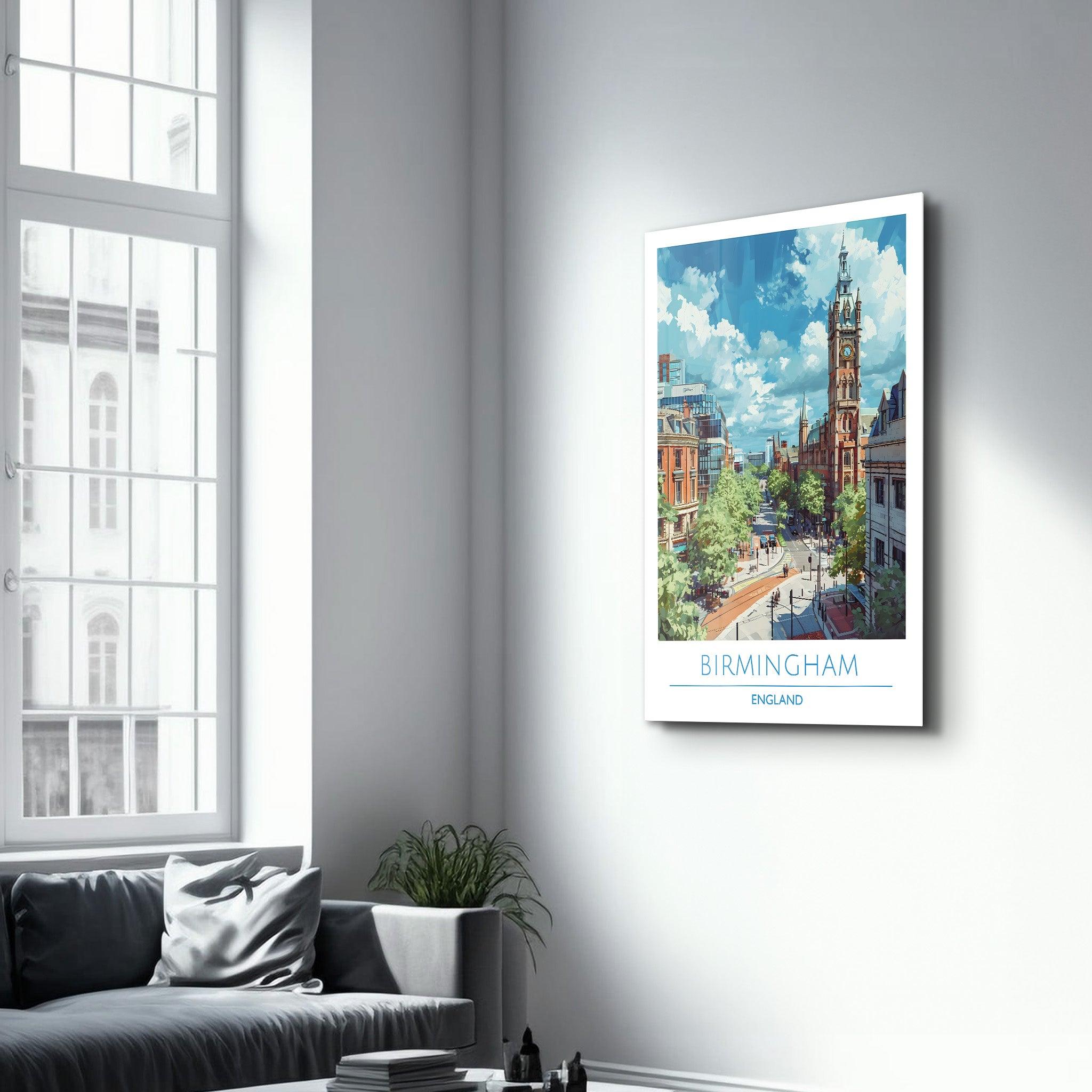 Birmingham England-Travel Posters | Glass Wall Art - ArtDesigna Glass Printing Wall Art