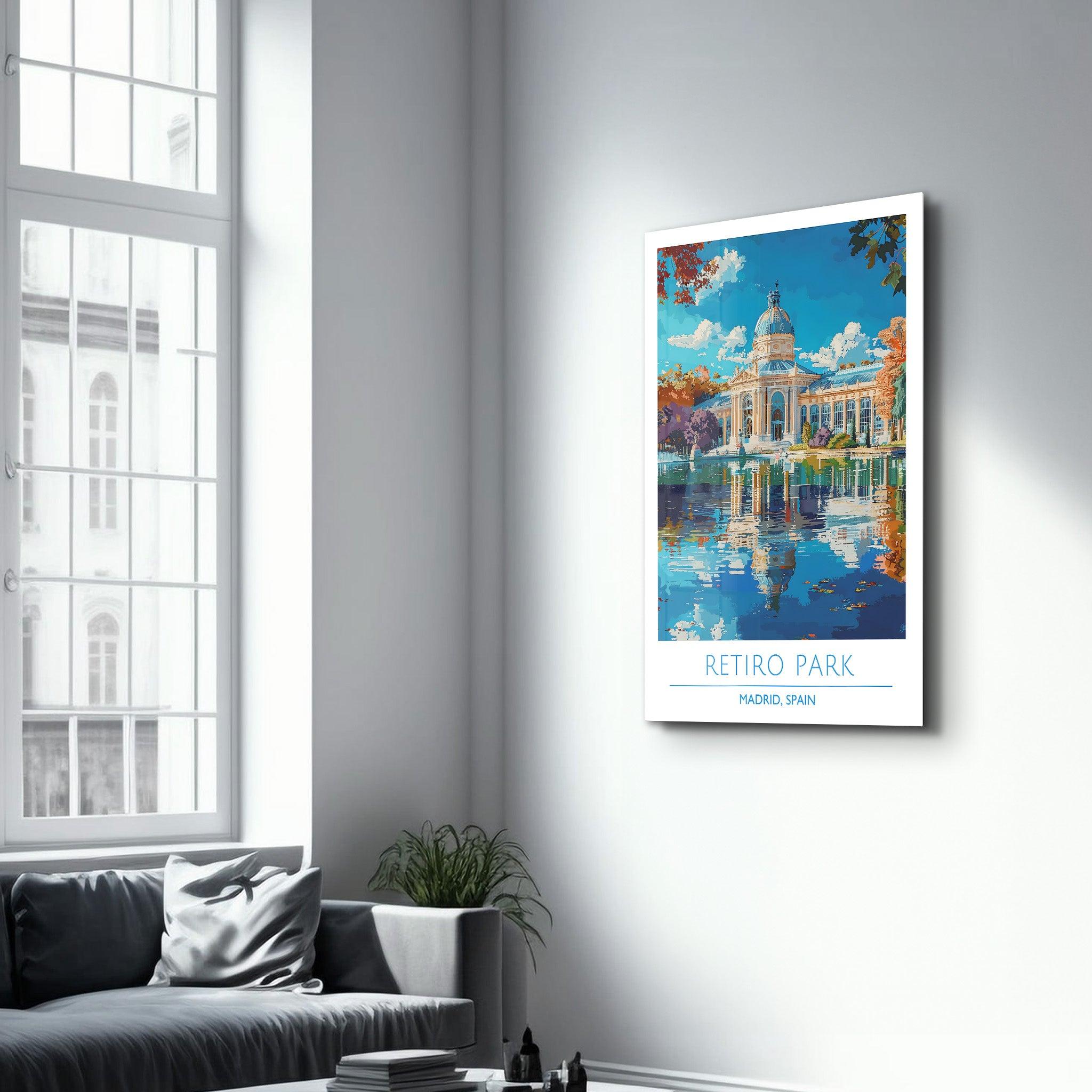 Reitro Park-Madrid Spain-Travel Posters | Glass Wall Art - ArtDesigna Glass Printing Wall Art