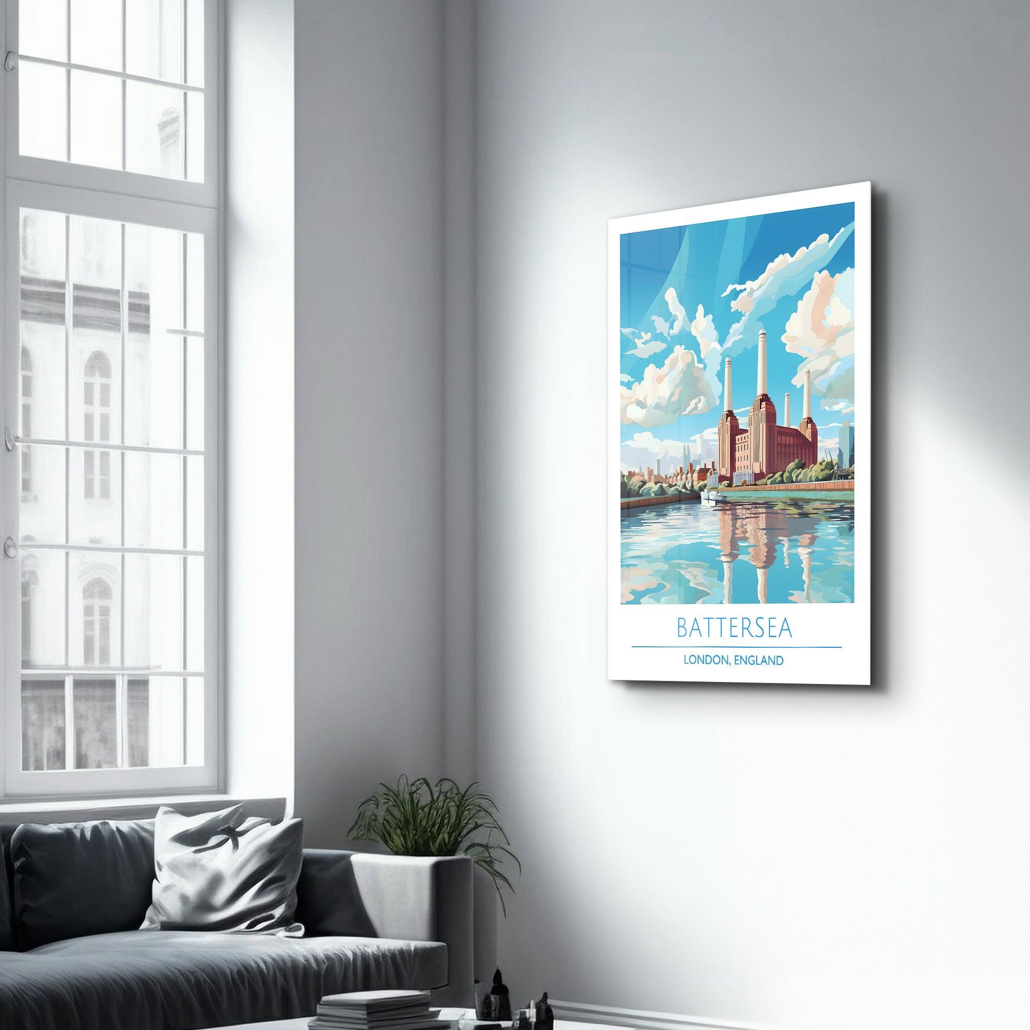 Battersea-London England-Travel Posters | Glass Wall Art - ArtDesigna Glass Printing Wall Art