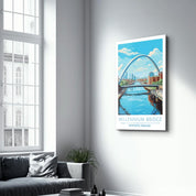 Millennium Bridge-Newcastle England-Travel Posters | Glass Wall Art - ArtDesigna Glass Printing Wall Art