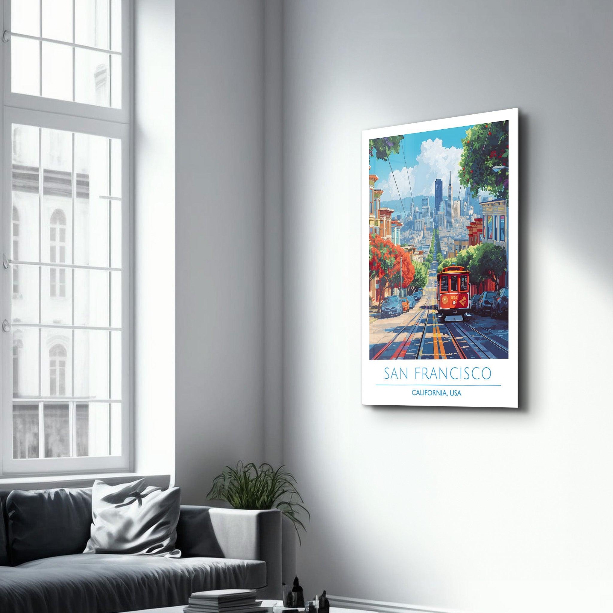 San Francisco-California USA-Travel Posters | Glass Wall Art - ArtDesigna Glass Printing Wall Art