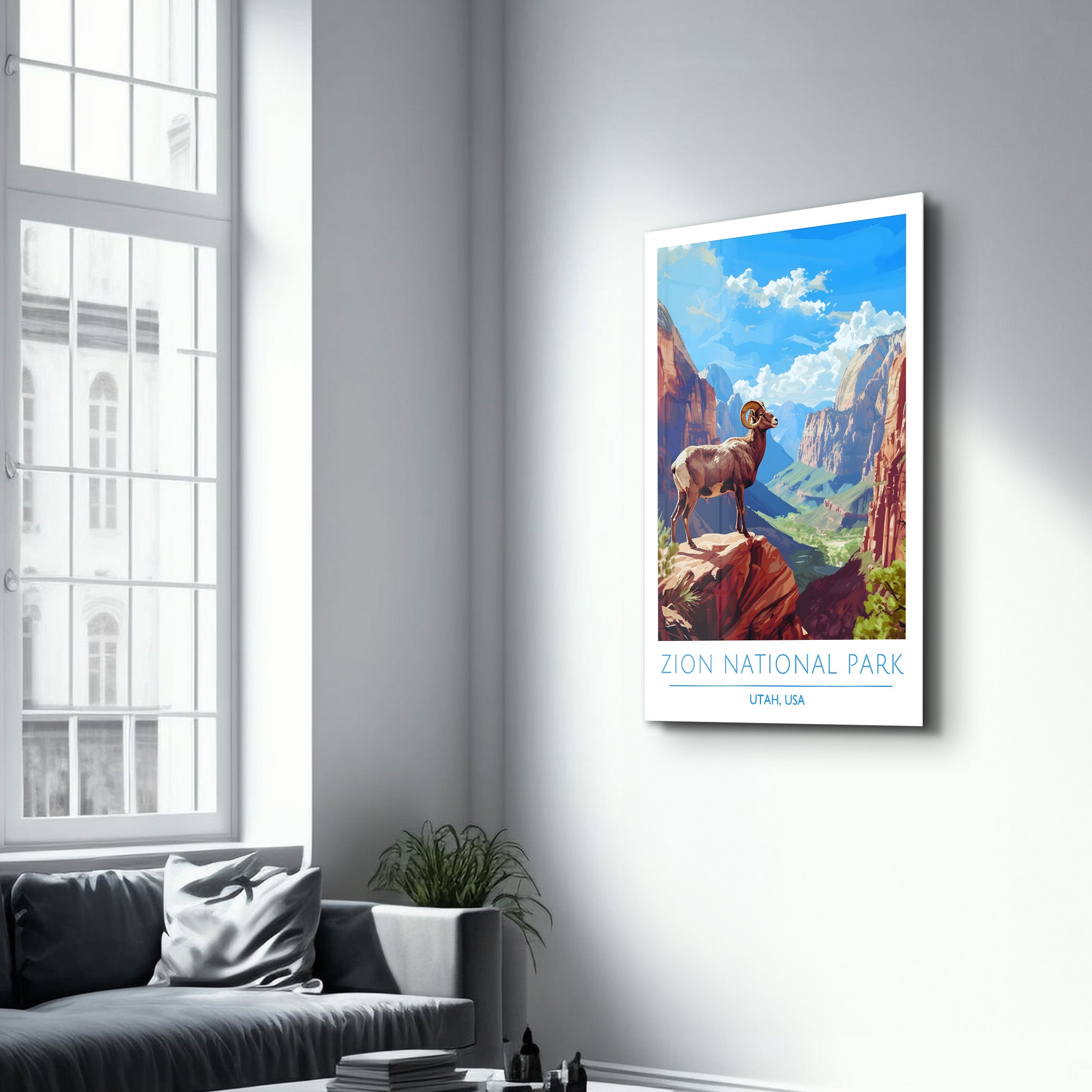 Zion National Park-Utah USA-Travel Posters | Glass Wall Art