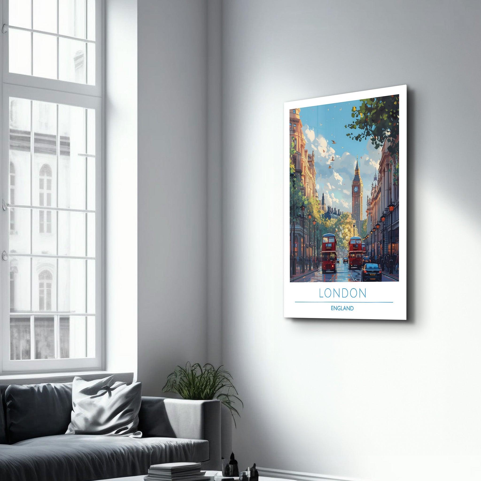 London England-Travel Posters | Glass Wall Art - ArtDesigna Glass Printing Wall Art