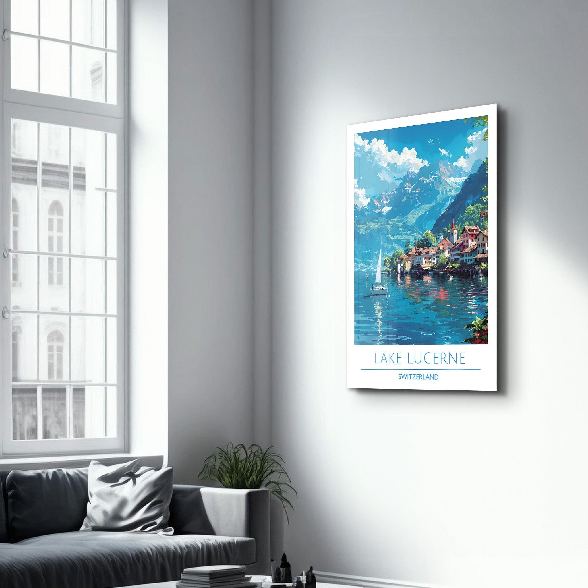 Lake Lucerne Switzerland-Travel Posters | Glass Wall Art - ArtDesigna Glass Printing Wall Art