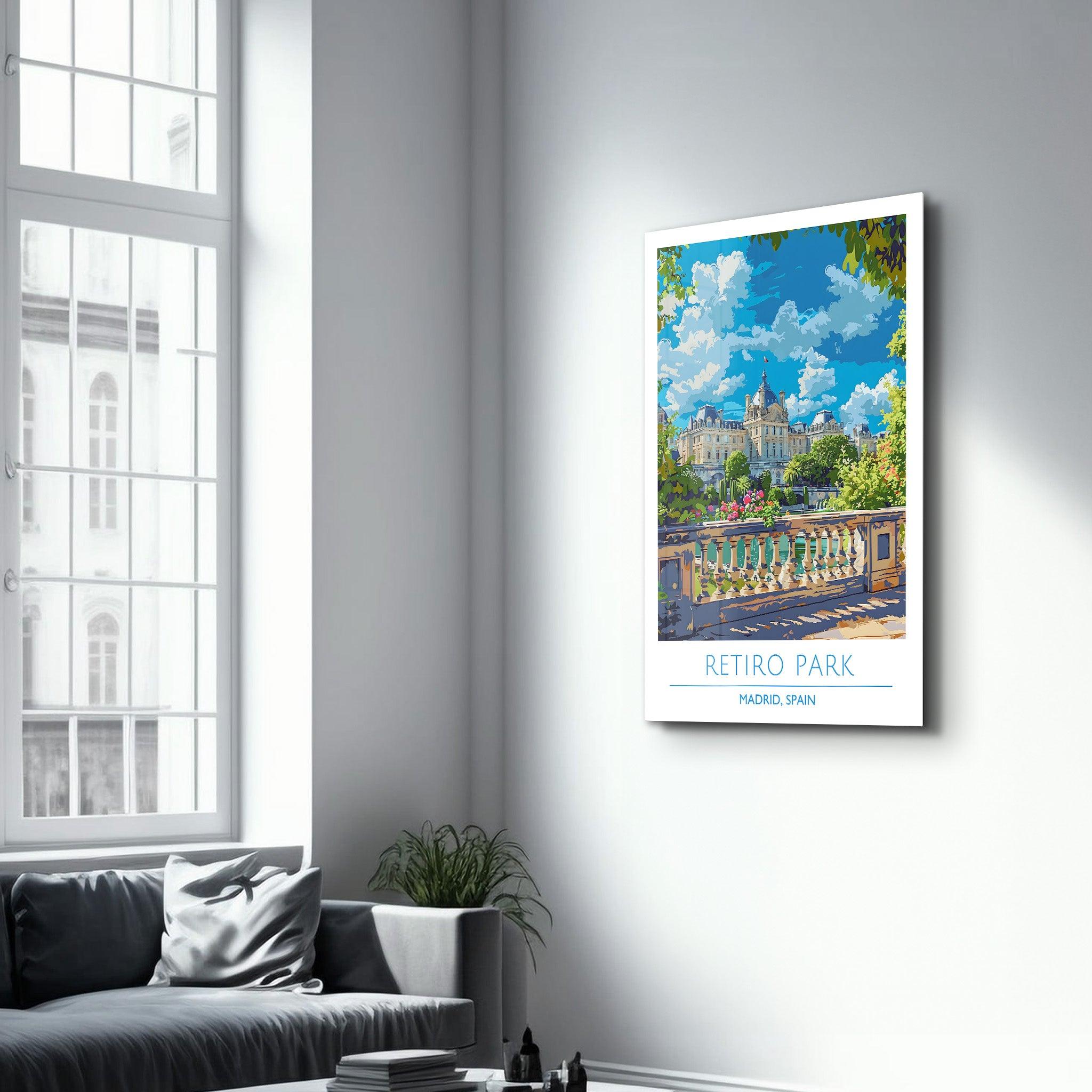 Retiro Park-Madrid Spain-Travel Posters | Glass Wall Art - ArtDesigna Glass Printing Wall Art