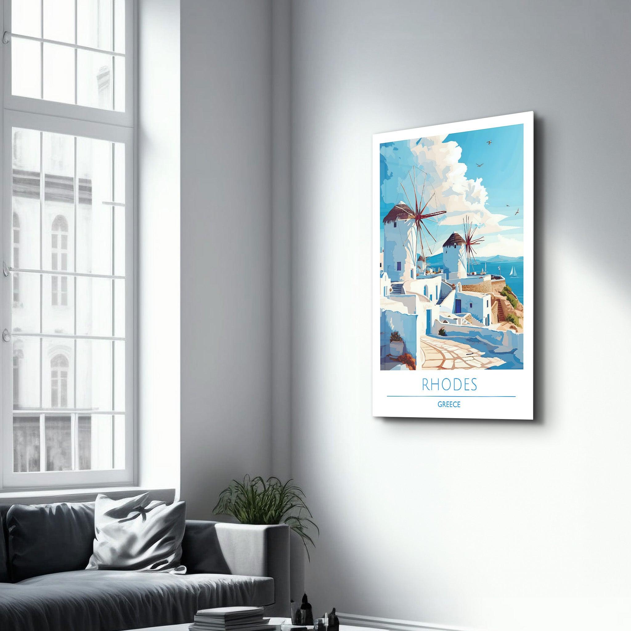 Rhodes Greece-Travel Posters | Glass Wall Art - ArtDesigna Glass Printing Wall Art