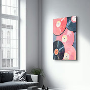 Pink Records - Glass Wall Art - Artdesigna