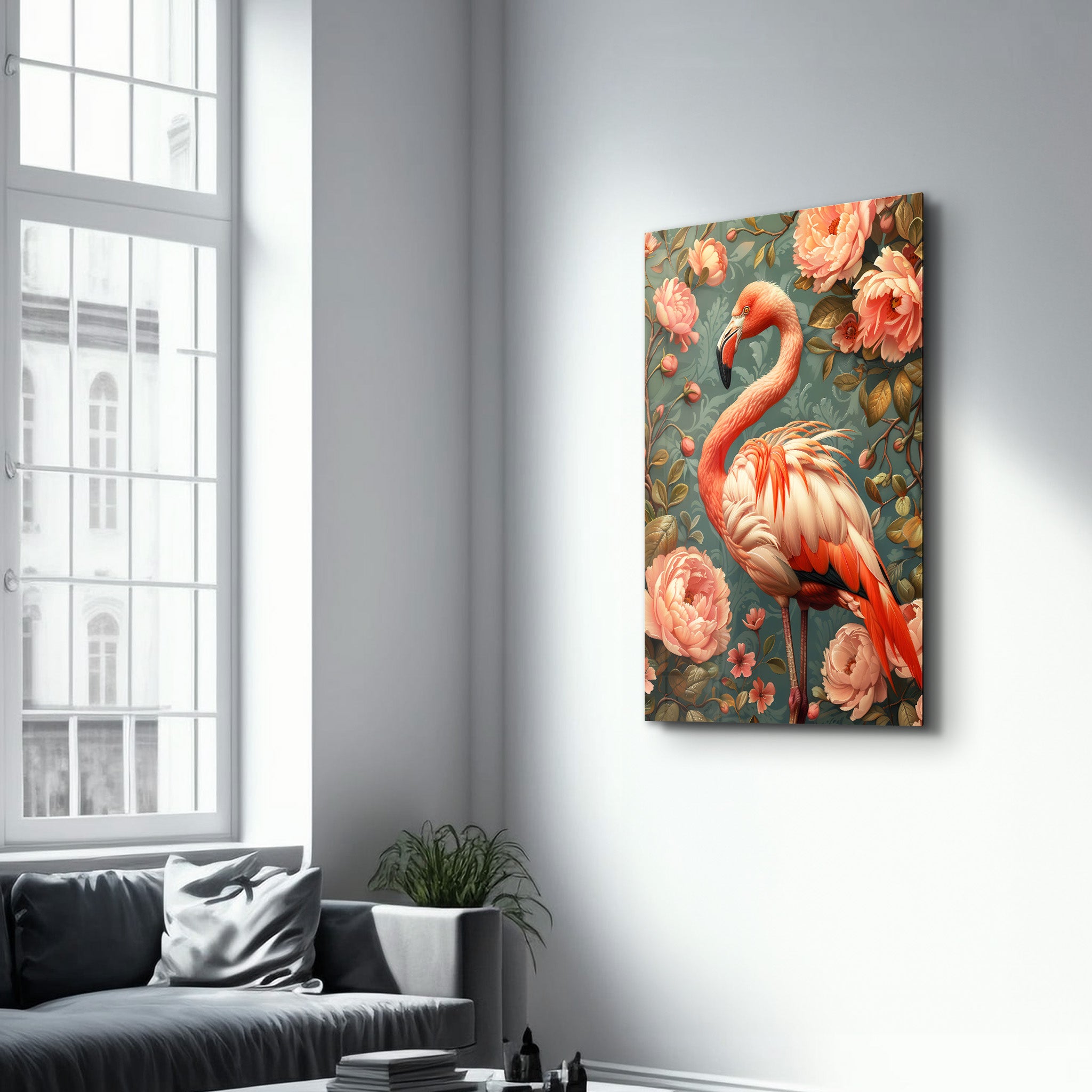 Beautiful Flamingo Pastel Tones - Glass Wall Art - Artdesigna