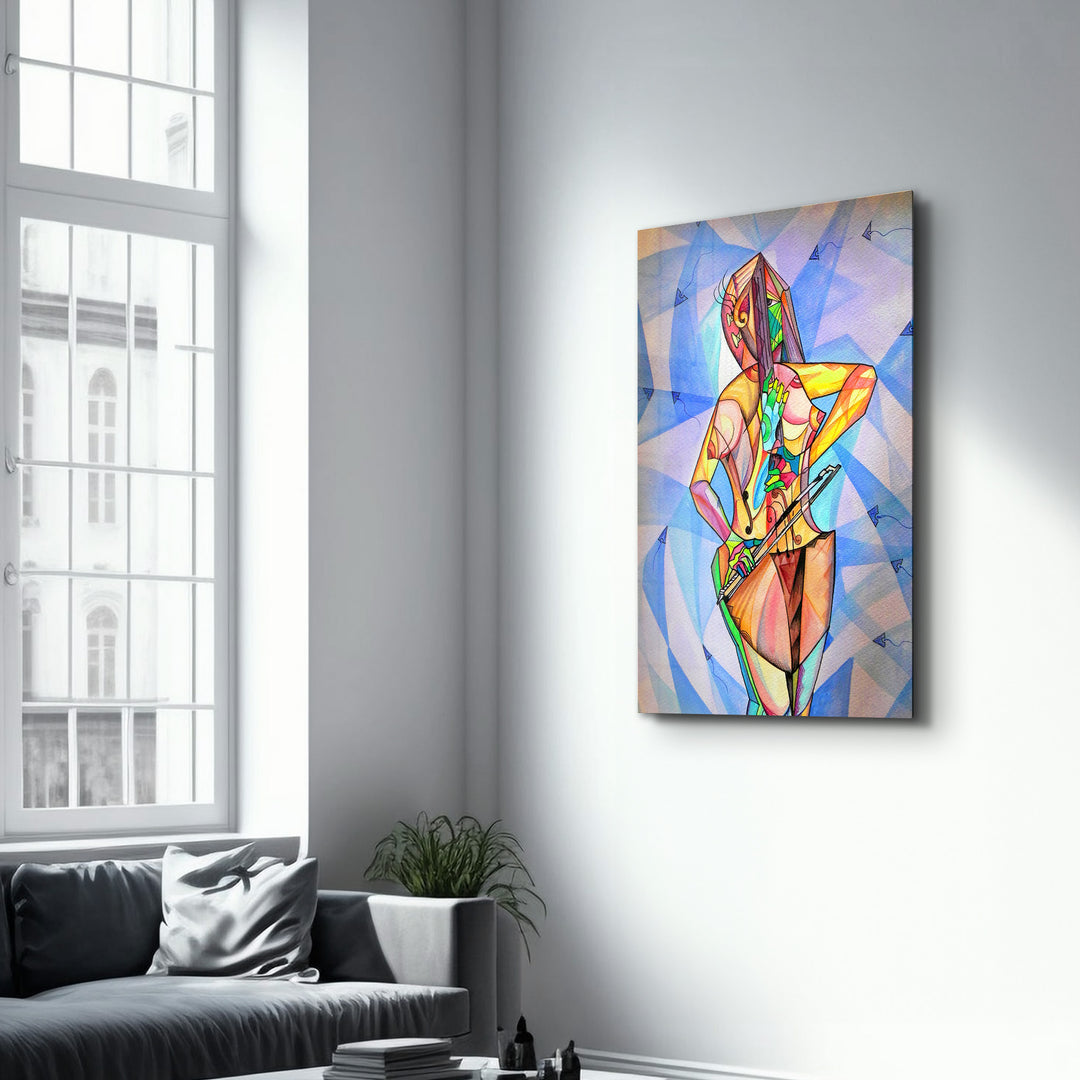 ・"One Body Cello And Human"・Glass Wall Art - ArtDesigna Glass Printing Wall Art