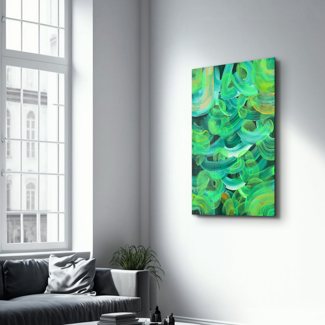 ・"Greeny - Hand-drawn Image"・Glass Wall Art - ArtDesigna Glass Printing Wall Art