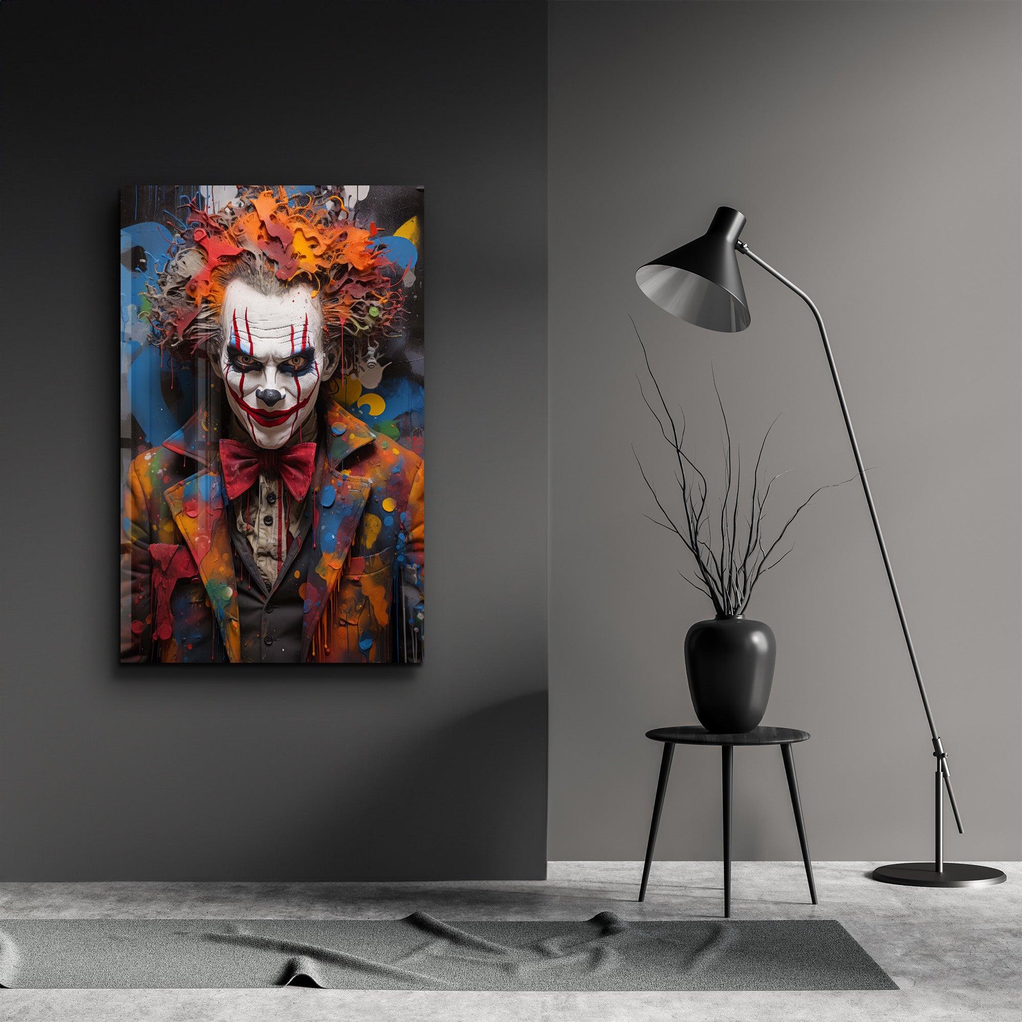 The Clown - Glass Wall Art - Artdesigna