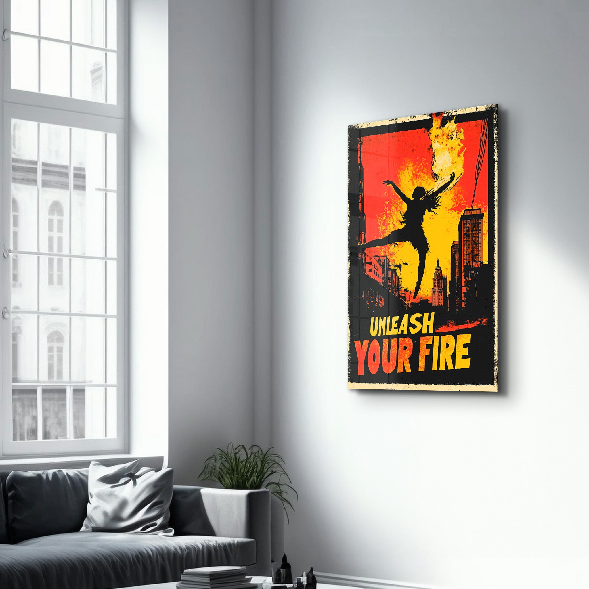 Unleash Your Fire - Motivational Glass Wall Art