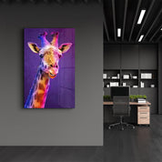 Purple Giraffe | Glass Wall Art - ArtDesigna Glass Printing Wall Art