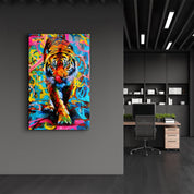 Abstract Colorful Tiger | Glass Wall Art - ArtDesigna Glass Printing Wall Art