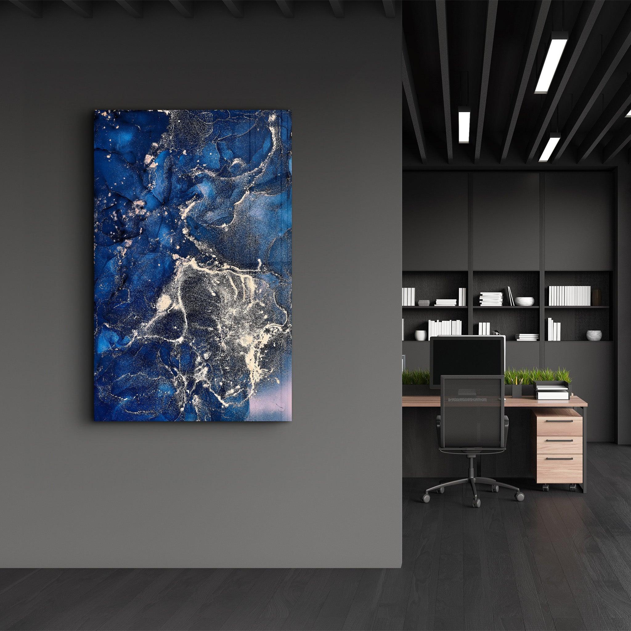 Dark Blue Wave Pattern | Glass Wall Art - ArtDesigna Glass Printing Wall Art