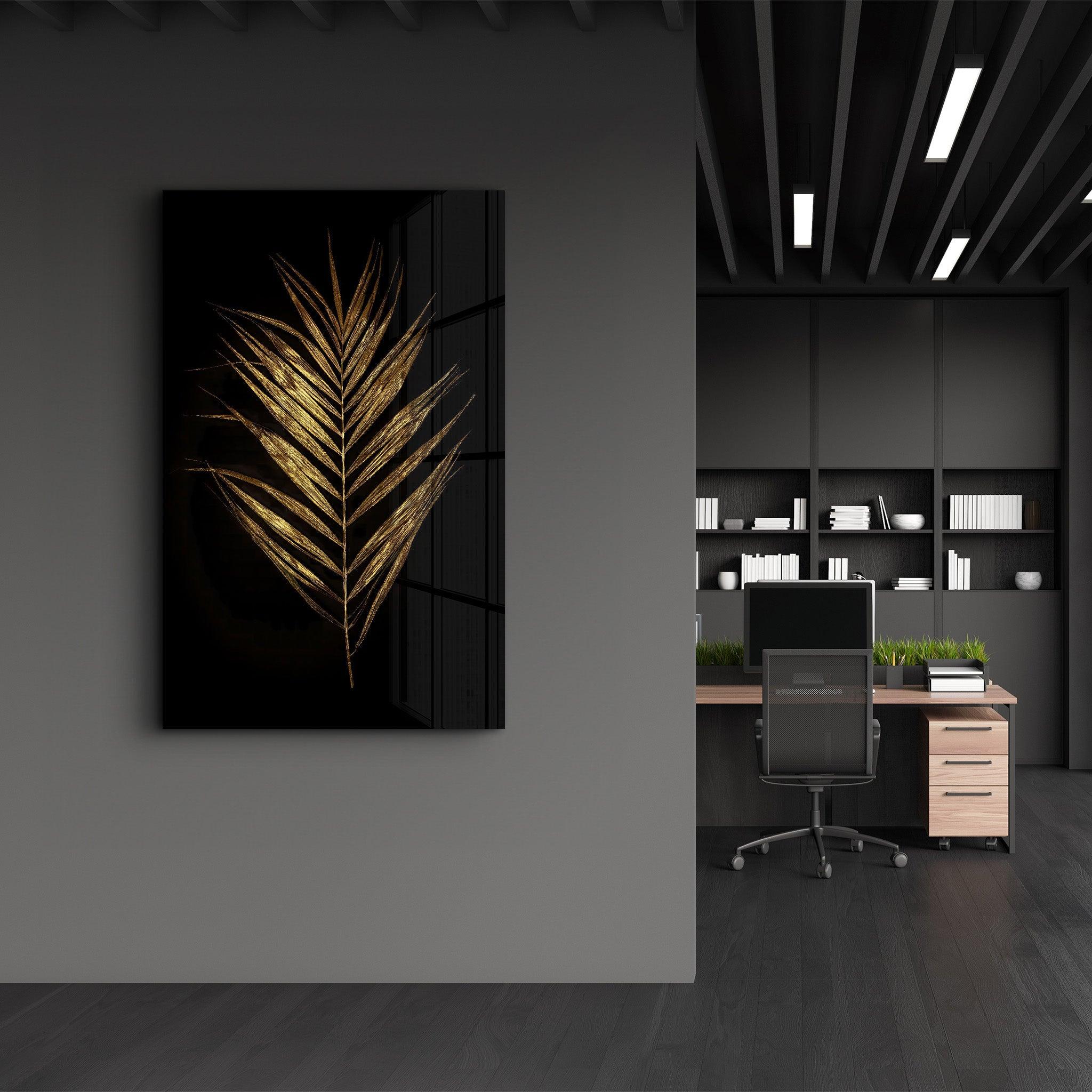 Golden Leaves | Glass Wall Art - ArtDesigna Glass Printing Wall Art