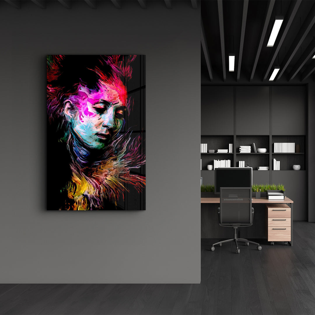 ・"Abstract Colorful Face"・Glass Wall Art - ArtDesigna Glass Printing Wall Art