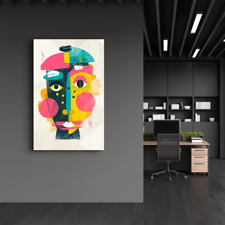 ・"Abstract Colorful Face V1"・Glass Wall Art - ArtDesigna Glass Printing Wall Art