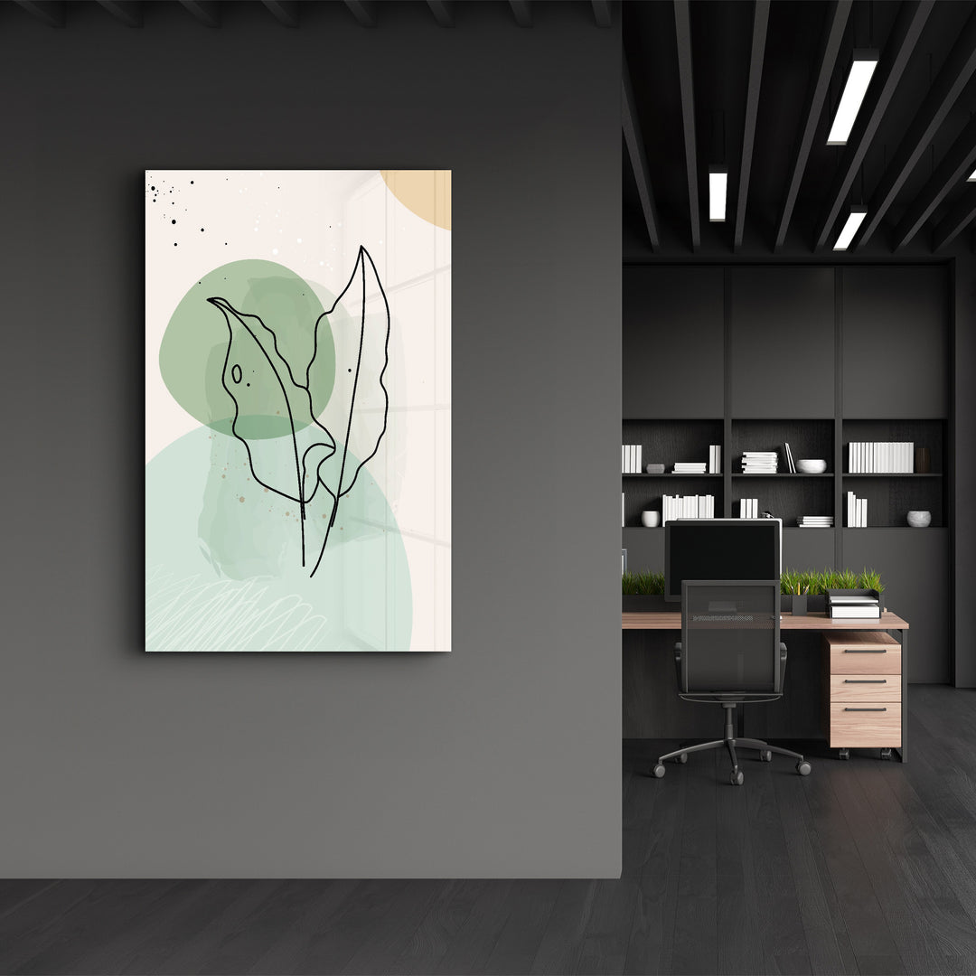 ・"Abstract Shapes and Leaves V1"・Glass Wall Art - ArtDesigna Glass Printing Wall Art